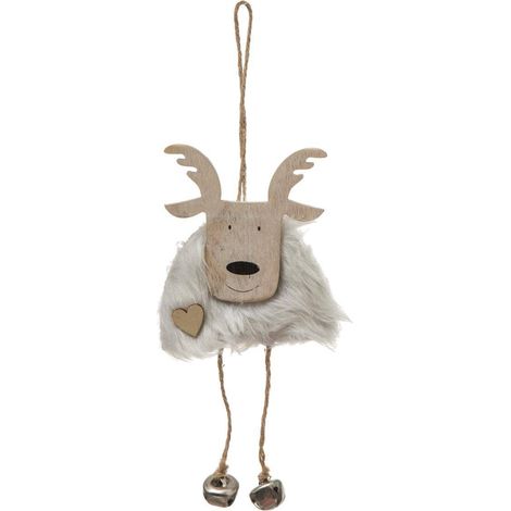 Weihnachtsthema Fell Rentier Glocke - Weiß