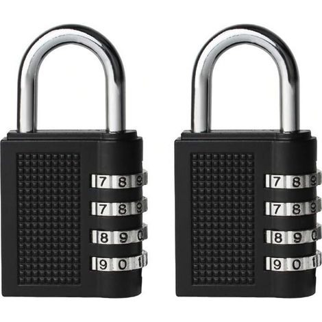 Lot de 2 cadenas à combinaison d'extérieur pour casier scolaire, boîte à outils, portail sportif, code à 4 chiffres réinitialisable (noir) - RAPANDA (1/5)