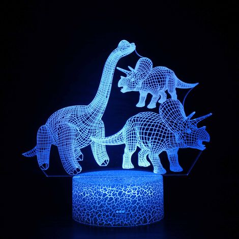 Lampe 3D dinosaure LED tactile avec télécommande, veilleuse colorée décorative pour chambre d’enfant, cadeau créatif dragon et caméléon, idéale garçons et filles 3-9 ans, lampe de table intelligente.