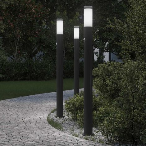 vidaXL Lampioni a paletto con sensore 3 pz 110 cm Acciaio Inox IP44