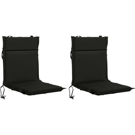 Lot de 2 coussins de chaise à dossier haut GEMERT - 110 × 50 × 3 cm - noir - 100 % polyester