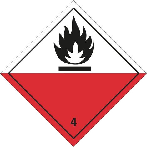 Etichetta autoadesiva o supporto alluminio A.D.R divisione 4.2 per Veicoli "Materie soggette ad accensione spontanea" 300x300mm Modello - PVC adesivo