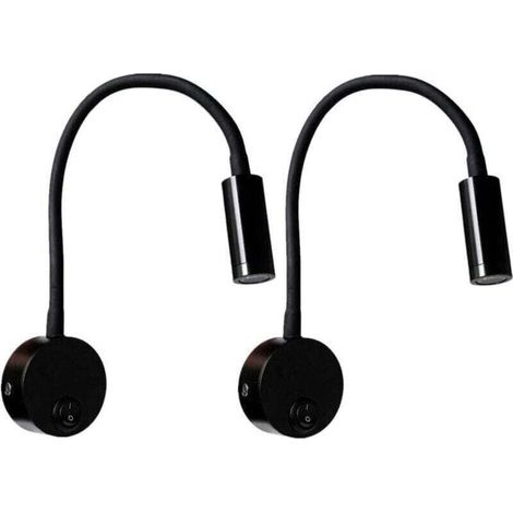 Lampe de lecture murale noire ACKERMAN 3 W, lampe de bureau avec col flexible et tête réglable, lampe de chevet LED agréable pour les yeux avec interrupteur (lumière blanc chaud) (1/3)