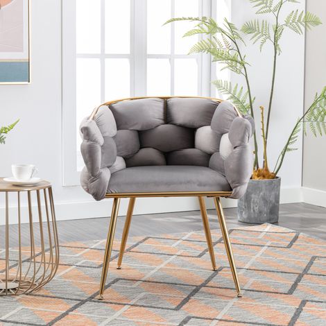 Silla tapizada de terciopelo con reposabrazos OKMYHOME (1/5)