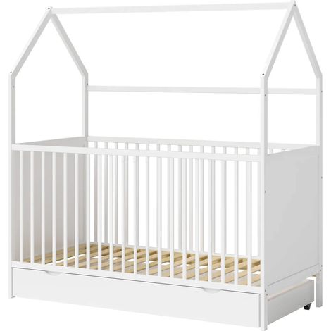 Kinderbett Rebecca Mobili Asimina 154,5x142,5x74,5 Kiefern Weiß Hellbraun Skandinavisch
