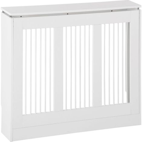 COPRI TERMOSIFONE MODERNO ED ELEGANTE A DOGHE PER LA CASA IN MDF E ACCIAIO 90X18X84 CM BIANCO