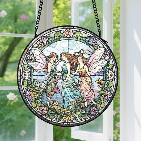 Capteur de Soleil en Vitrail Décoration Spirituelle pour Maison 9cm (1/4)