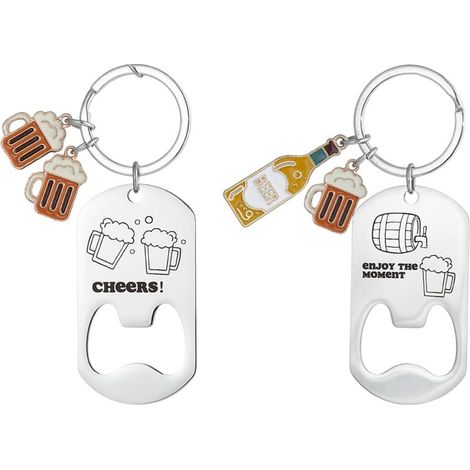 Flaschenöffner mit Gravur, 2-teiliger Flaschenöffner aus Edelstahl, personalisierter Flaschenöffner-Schlüsselanhänger als Geschenk für Bierkisten, Küche oder Bar (1/5)