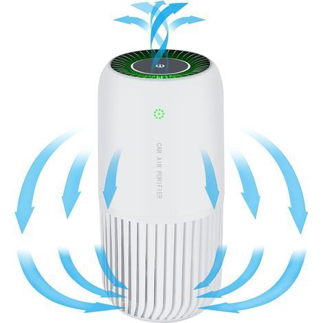 Purificateur d'Air avec Véritable Filtre HEPA avec Lumière UV-C, Mini Purificateur d'Air Elimine 99,97% de Fumée Allergènes Poussière, Purificateur d'Air pour Voiture et Bureau (Blanc) (1/5)