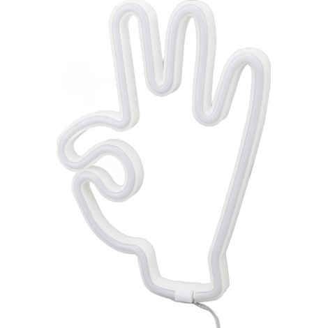 LED-Neonlichtschild in Form einer Hand und eines Fingers, betrieben über USB oder Batterien, zur Dekoration der Schlafzimmerwand. (1/5)