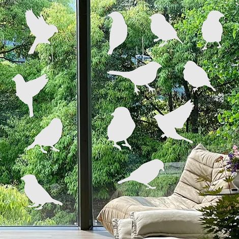 12 Pcs Autocollants Anti Collision pour Oiseaux,Autocollants Fenêtre Anti Collision,Faciles à Poser contre les chocs d'oiseaux,Stickers fenetre Pour Fenêtres et Portes Vitres,Decoration printemps (1/5)