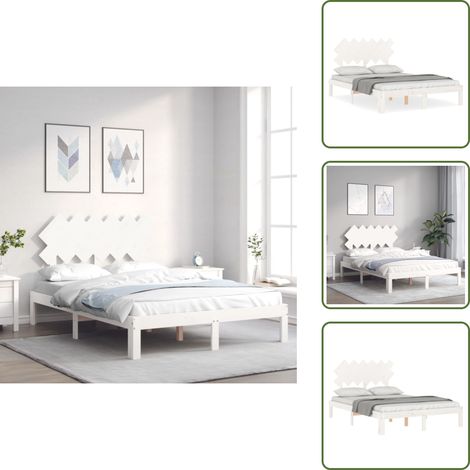 Cama de pino - vidaXL Estructura de cama sin colchón madera de pino blanca 120x200 cm - Cama de madera contrachapada
