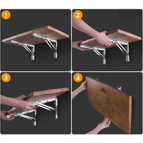 Support d'étagère pliable en acier inoxydable, fixation murale, résistant à l'usure, pour garage (1/5)