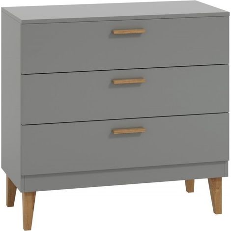 Commode grise et pieds en bois de chêne Blanka (1/4)