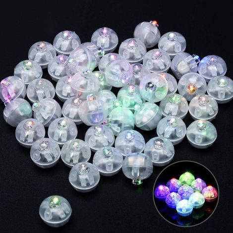 100pcs Mini lampe flash ronde à LED pour ballon, lanterne en papier étanche, longue durée de vie, décoration de mariage，Party Birthday,Festival Decorative Lights(white）) (1/5)