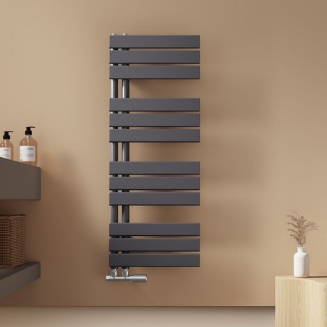 EMKE Badheizkörper Flach 1041x400 mm Anthrazit, Handtuchwärmer für Badezimmer Handtuchtrockner, Panel Handtuchhalter Seitenanschluss für Wasser 456W (1/5)