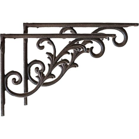 2pcs Rétro Équerres Murale Supports D'étagère Décoratives, Petits Supports en Fonte De Fixation, pour Le Jardin Cours Intérieur Et Extérieur (1/5)
