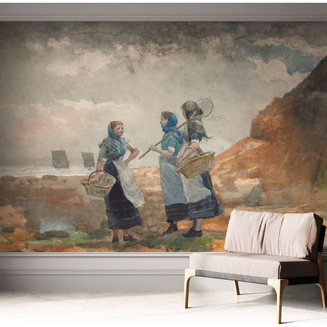 Selbstklebend Tapete modern Wohnzimmer - Wanddekoration - einfach anzubringen Heitere Küste 312x219 cm (1/5)