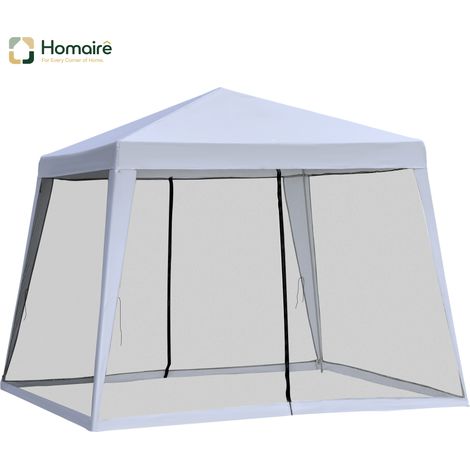 HOMAIRE Gartenpavillon 3x3 m wetterfestes Partyzelt mit Moskitonetz aus Metall und Polyester in Grau für Gartenfeiern