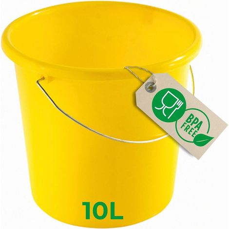 Seau Novaliv 10L jaune avec échelle de mesure - seau de nettoyage 10 litres  28,5 cm Pratique et polyvalent avec échelle pour la maison et le