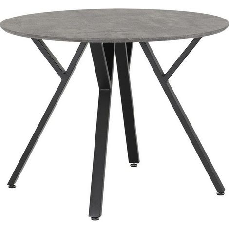 Athens Round Dining Table - L100 x W100 x H76.5 cm - Concrete Effect/Black (1/4)