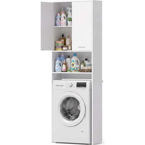 Meuble sous-lave-linge à 2 portes, 66 x 24 x 191 cm, blanc (1/5)
