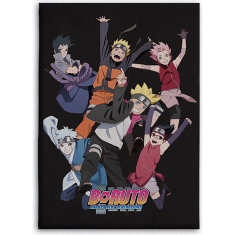 Plaid polaire Boruto - Naruto Next Generations - Tous les personnages - Noir