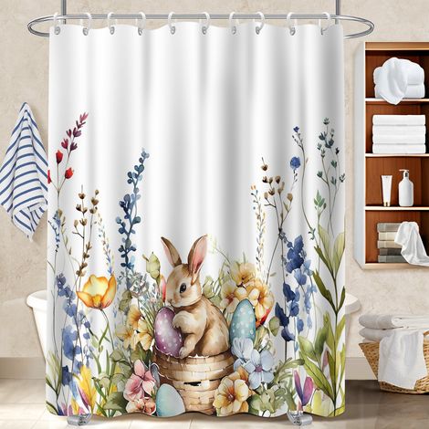 Rideau de bain 180x180 lavable protection douche pour cacher un carrelage un peu vieillot (1/5)