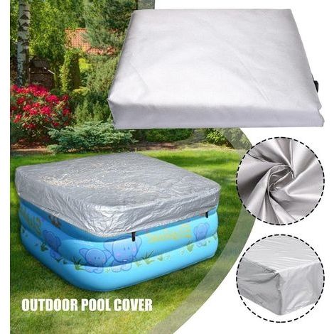 Quadratische Spa-Abdeckung, rechteckige Gartenbadewannenabdeckung aus 210D Oxford-Gewebe, wind- und UV-beständig (218 x 218 x 30 cm, Silber) (1/4)