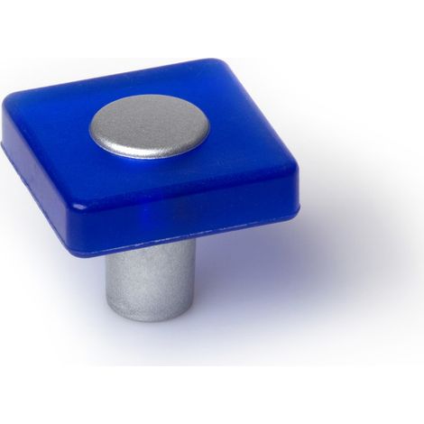 Pomo de plástico con acabado azul, dimensiones: 30x30x26mm - (1/5)