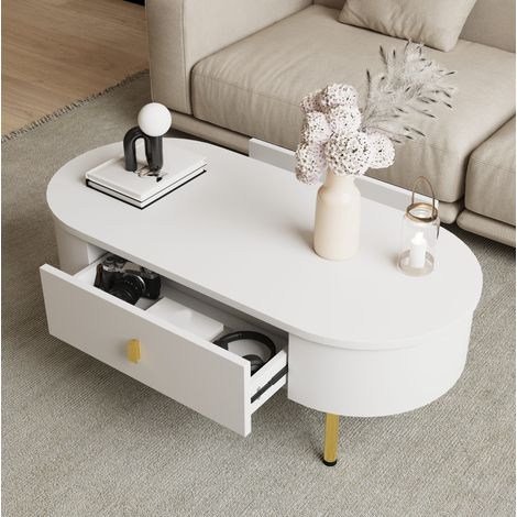 tavolo soggiorno 108 cm con due cassetti oro OKMYHOME (1/5)