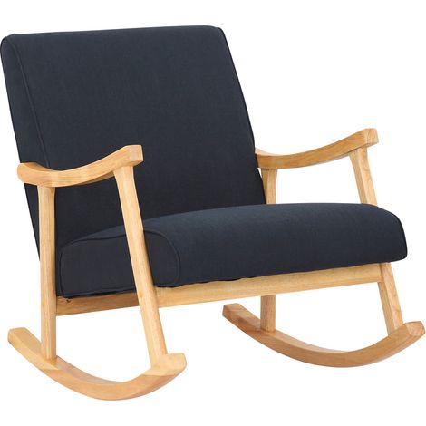 Sedia a dondolo con struttura in legno e seduta imbottita in tessuto vari colori colore : NERO (1/5)