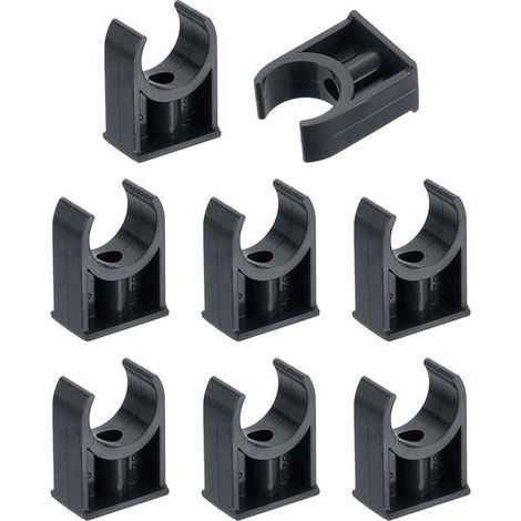 Set of 8 U-shaped PVC hose clamps for water pipes, irrigation tube support for TV sets, pipe supports, hose bracket, pipe support tube, black (1/5)