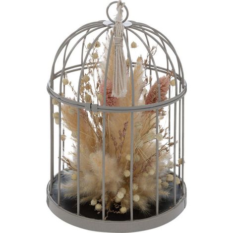 Fleurs Séchées Déco "Cage" 20cm Gris (1/3)
