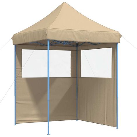 Tente de fête beige 200 x 200 x 306 cm tissu oxford - Tente de réception jardin fête événement extérieur barnum (1/5)