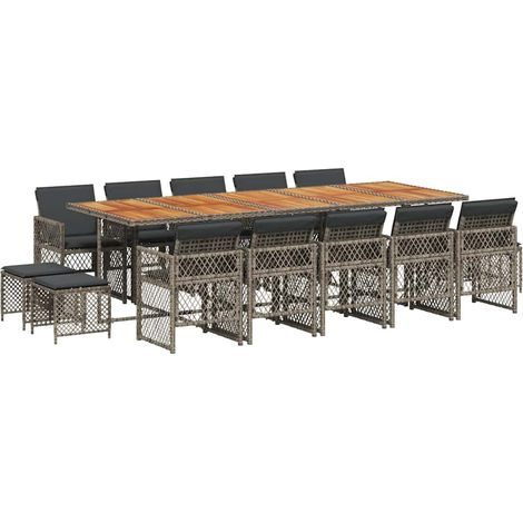 Maison Exclusive - Set da Pranzo da Giardino 15 pz con Cuscini Grigio Polyrattan (1/5)