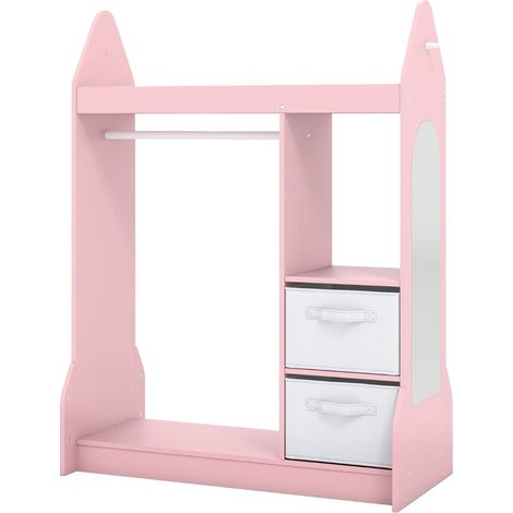Armario/vestidor infantil 81 x 38 x 107 cm espacio de almacenamiento optimizado diseño divertido en MDF rosa 200018335