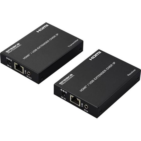 SpeaKa Professional SP-HDE-350 HDMI ™ su cavo di rete RJ45 Funzione KVM (tastiera, mouse, tastiera) 150 m