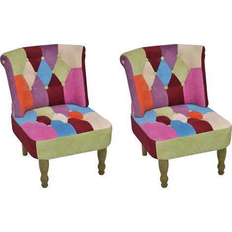 Maison Exclusive - Französische Stühle 2 Stk. Patchwork-Design St (1/5)