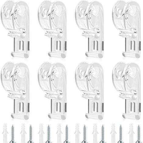Lot de 8 supports de cordon transparents pour store enrouleur de rideau avec vis pour stores verticaux et romains (1/5)
