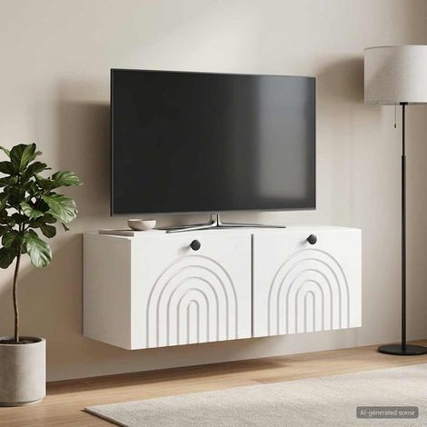 Wandmontierter TV-Schrank Hochglanz Weiß 78,5 x 31 x 30 cm (1/5)