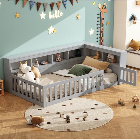 lit adulte rangement 90x200 avec lattes USB gris OKMYHOME (1/5)