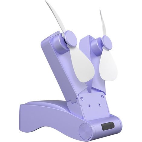 Ventilateur 2-en-1 à main et de table, puissant et pliable avec USB et écran LED, mini ventilateur de poche compact pour voyage, bureau et chambre d'étudiant (1/5)