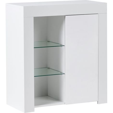 Aparador moderno para sala de estar dormitorio 1 puerta de MDF LED blanco Kamloops