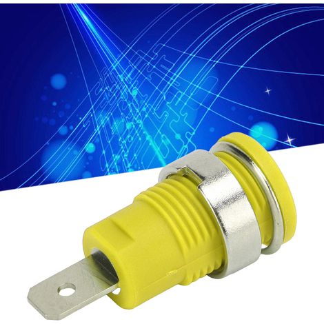 24.210 Bananenstecker 4 mm, reines metallisches Kupferpanel, weiblicher Stecker, Bananenkopf, Klemmenblock, Steckerzubehör, gelb. (1/5)