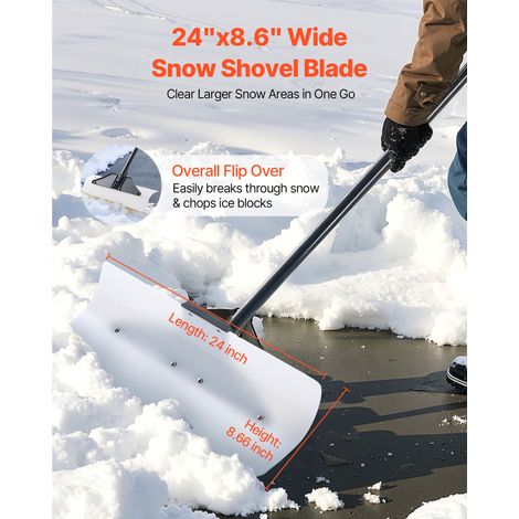 Pelle à Neige, 61 cm, Poussoir à Neige avec Poignée Ergonomique, Lame en Plastique PEHD, Pelle de Déneigement à Manche Segmenté, Po… (1/5)