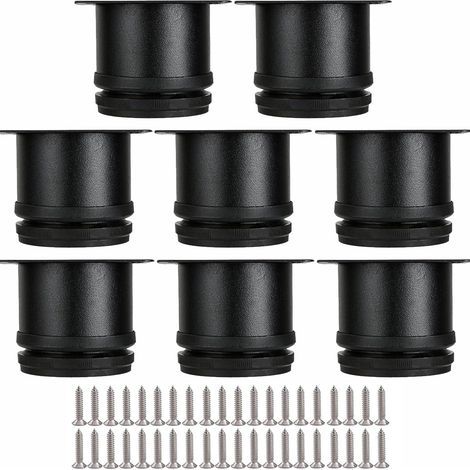 CSPARKV Lot de 8 Pieds Réglables Meubles Noir, Ø 50 mm/Hauteur 50 mm Pieds de Canapé en Métal Acier Inoxydable, Pied de Table Basse pour Meubles TV Armoires Lits Postes de Travail, avec 32 Vis (1/5)