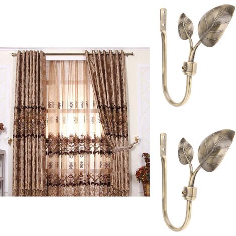 2 pièces u forme crochet de rideau en feuille fenêtre fenêtre draperie cravate bronze