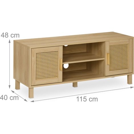 Credenza porta TV decorativa boho 120 x 40 x 45 cm con ripiani aperti in legno chiaro 130016431