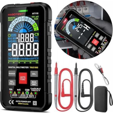 Multimètre numérique, HT116 Multimètre intelligent, Écran Couleur Auto Range TRMS, Multimetre Testeur Electrique 1000V (1/5)